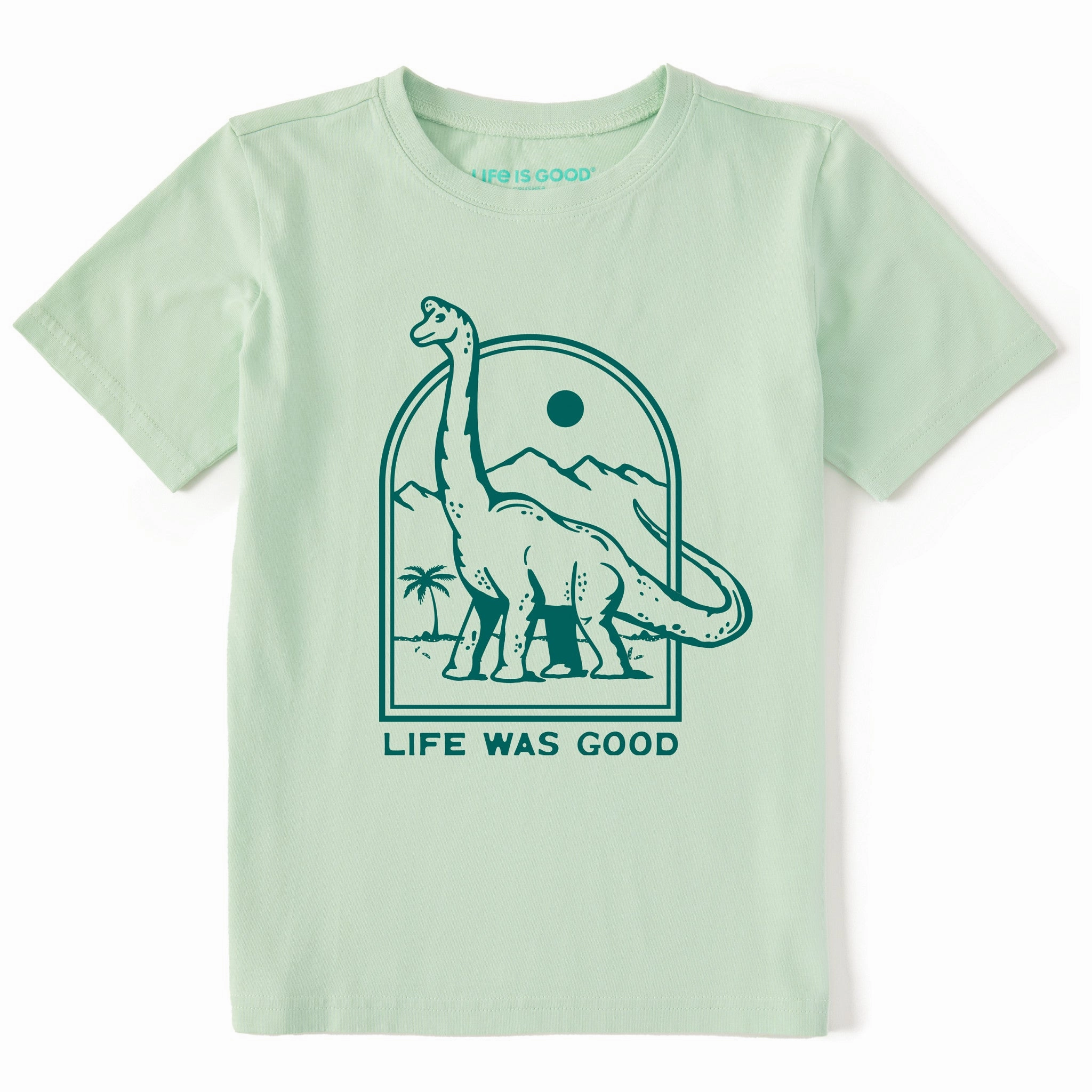 Water Based Ink Print Kids Life Was Good Dinosaur Short Sleeve Crusher Tee