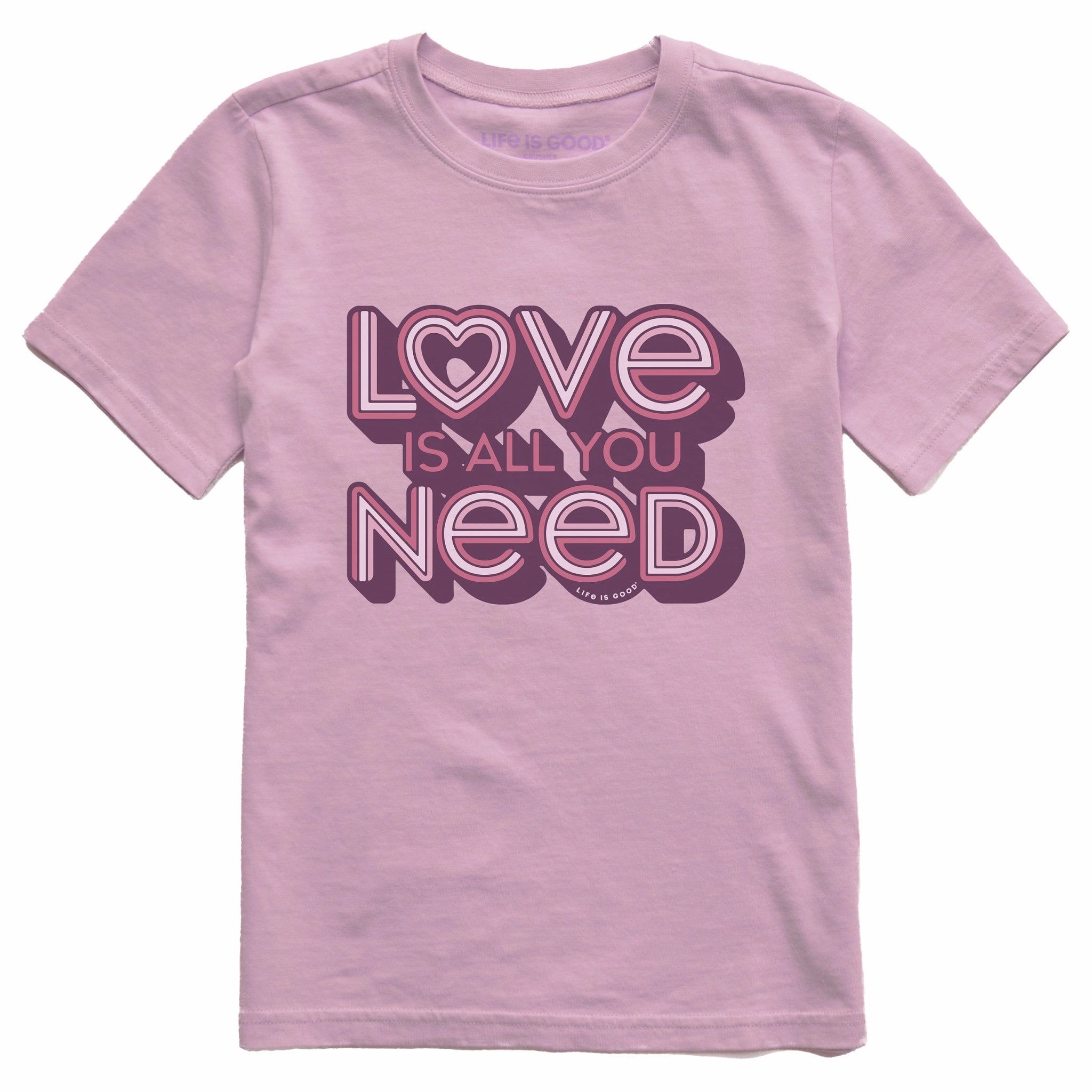 Kids Love is All You Need Short Sleeve Crusher Tee Trendy Wearable Layerable Look