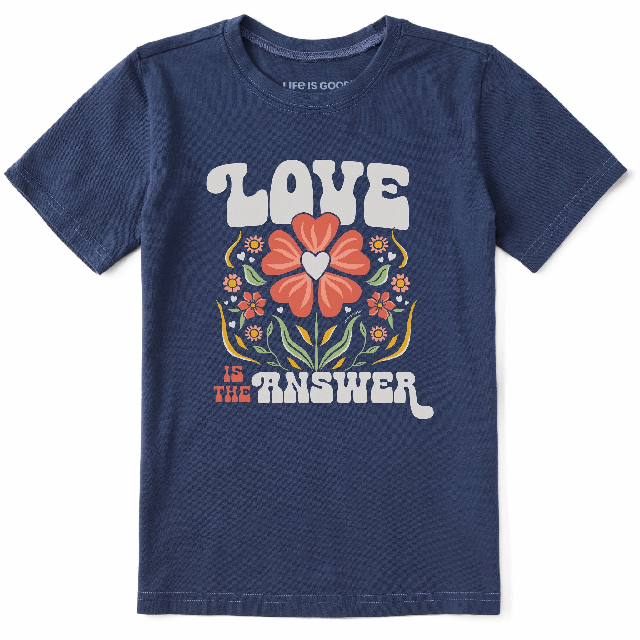 Eco-friendly Kids Love is the Answer Flowers Short Sleeve Crusher Tee