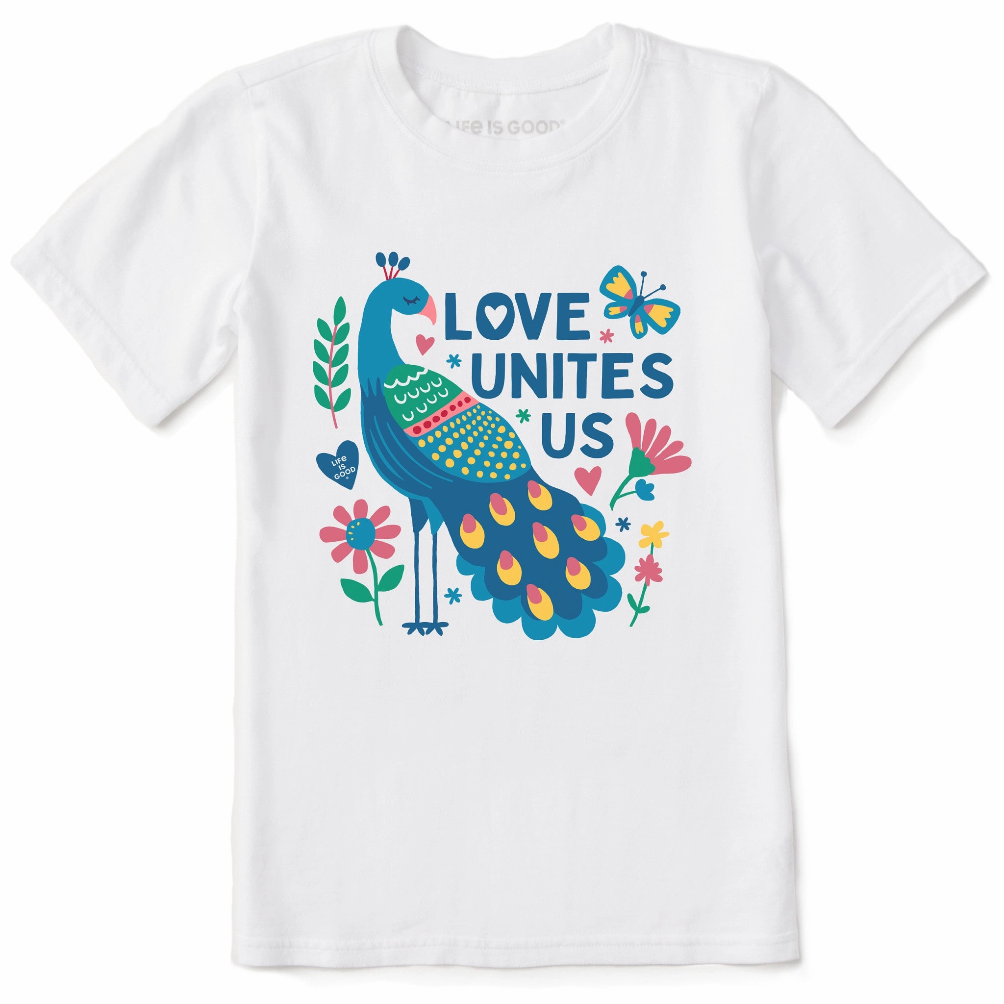 Kids Love Unites Us Peacock Short Sleeve Crusher Tee Fashion Comfort Fashion Ready