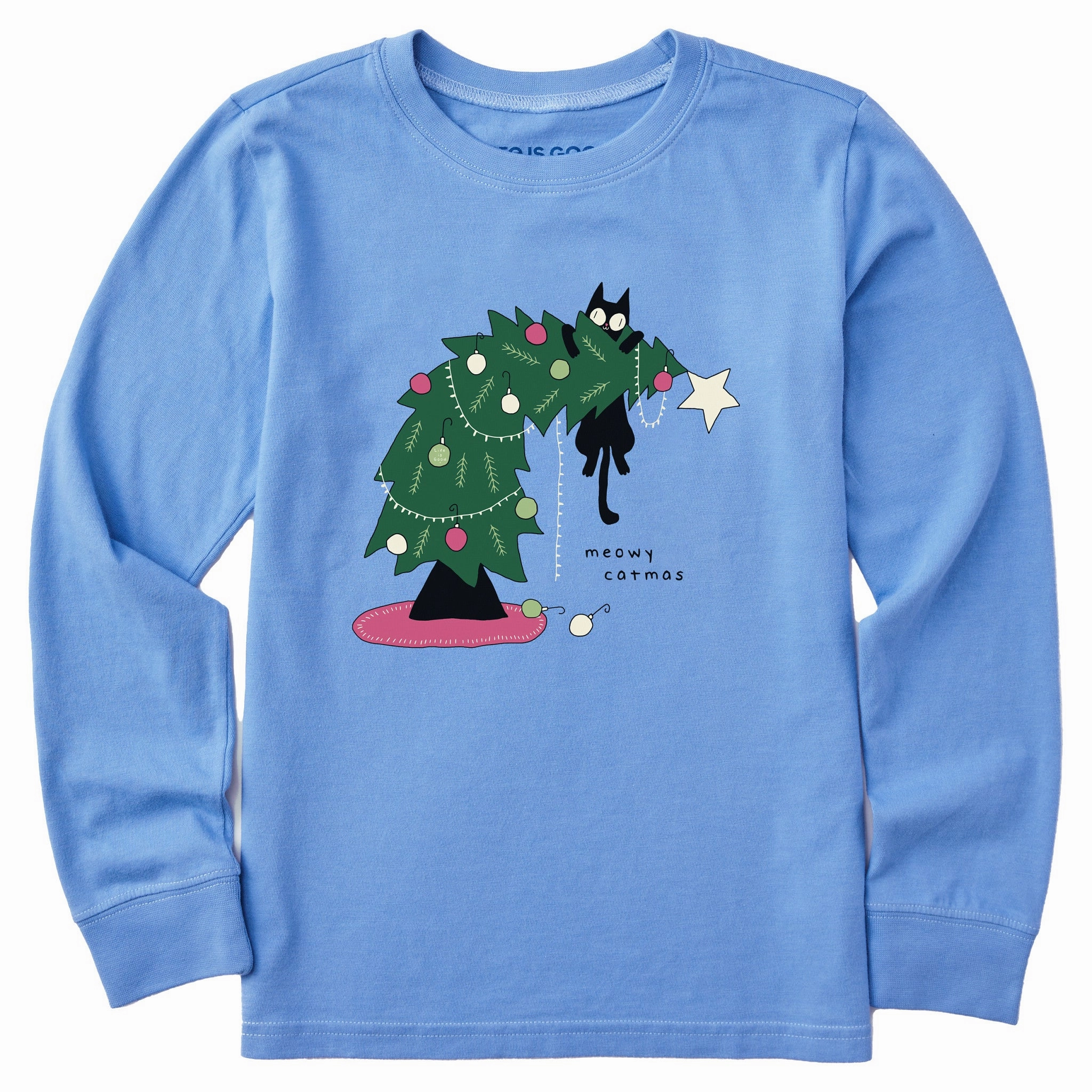 Kids Meowy Catmas Long Sleeve Crusher Tee Playful Vibes Active Outfit Style