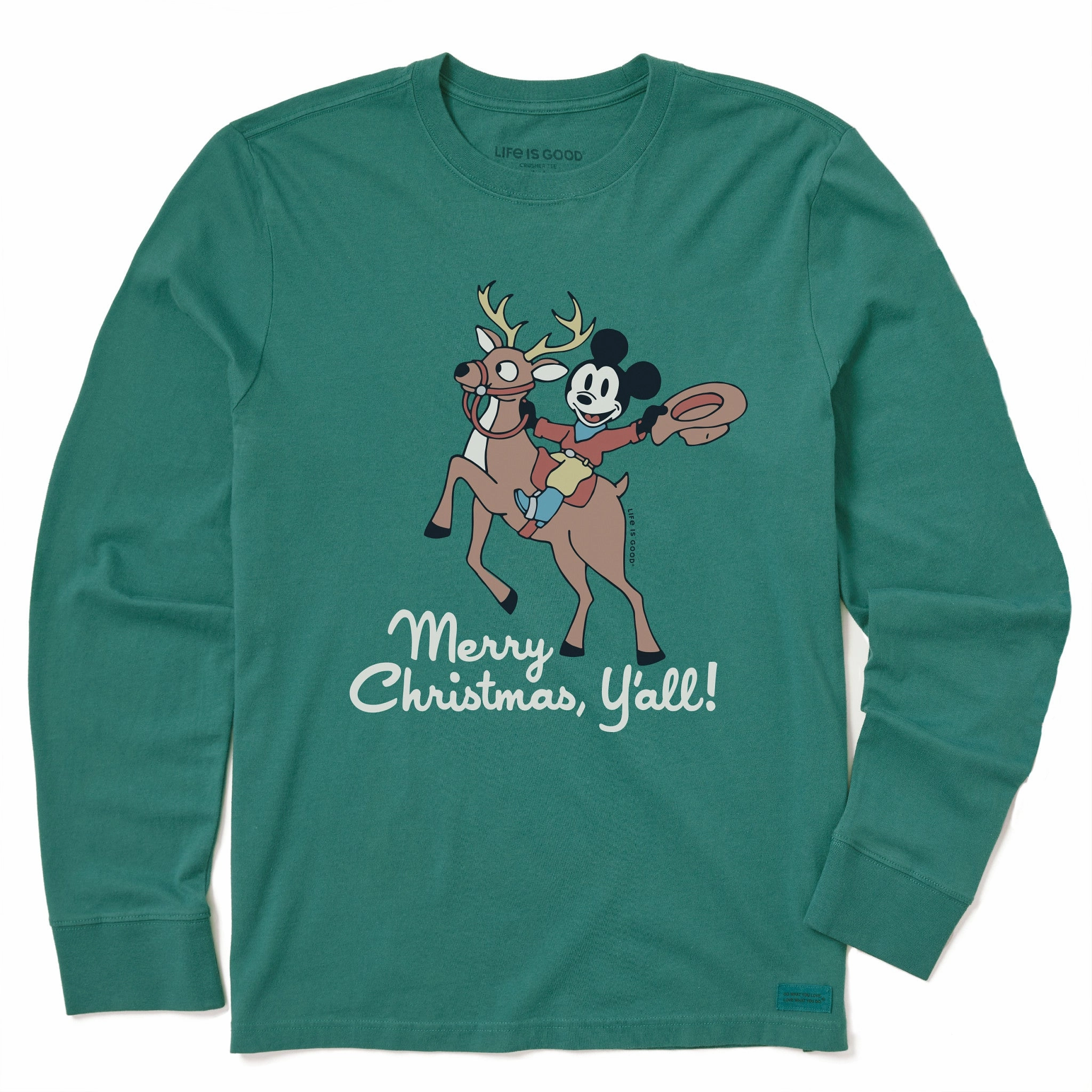 Kids Merry Christmas Y'all Mickey Long Sleeve Crusher Tee Modern Layer