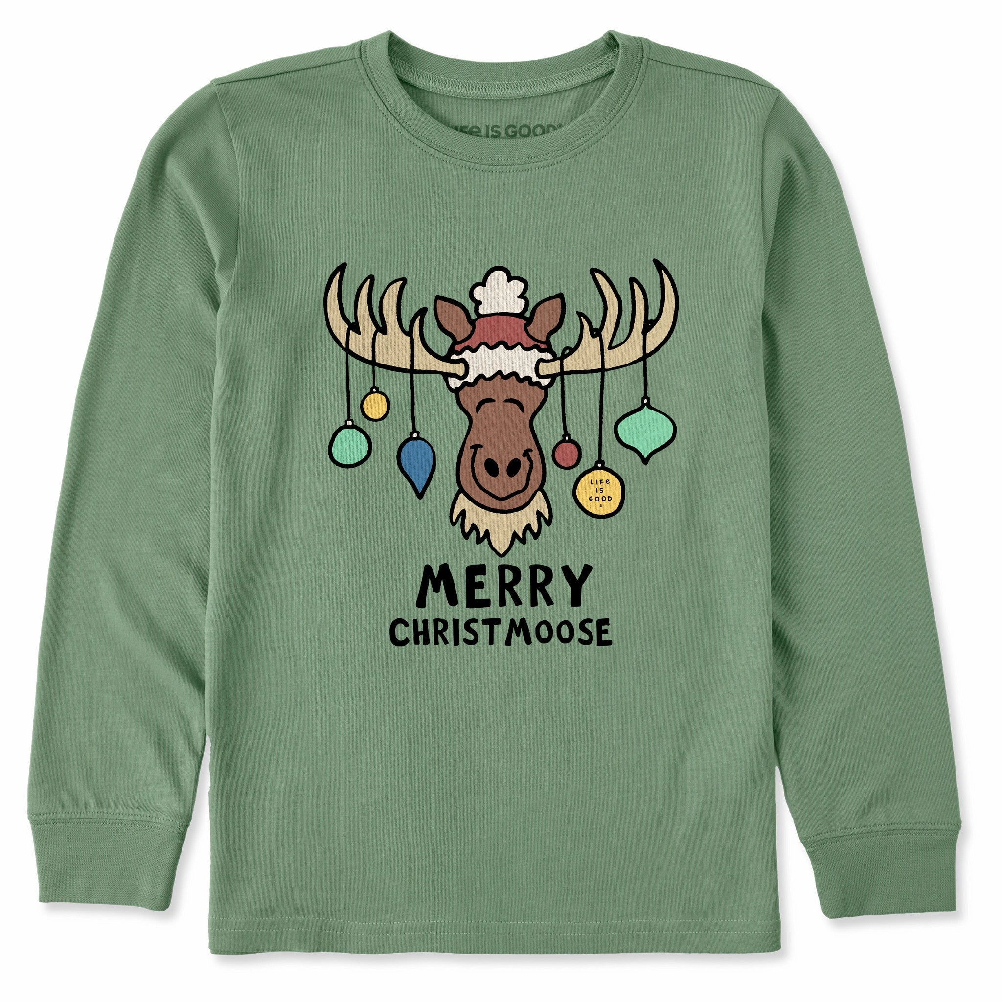 Kids Merry Christmoose Ornaments Vintage Long Sleeve Crusher Tee Minimal Style Trend Unisex