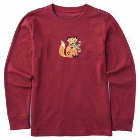 Comfy Stretch Kids Mini Winter Scarf Fox Long Sleeve Crusher Tee
