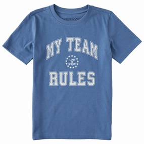 Kids My Team Rules Short Sleeve Crusher Tee RibbedNeckBanding VintageWash