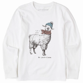 Modern and Soft Kids No Prob-llama Long Sleeve Crusher Tee