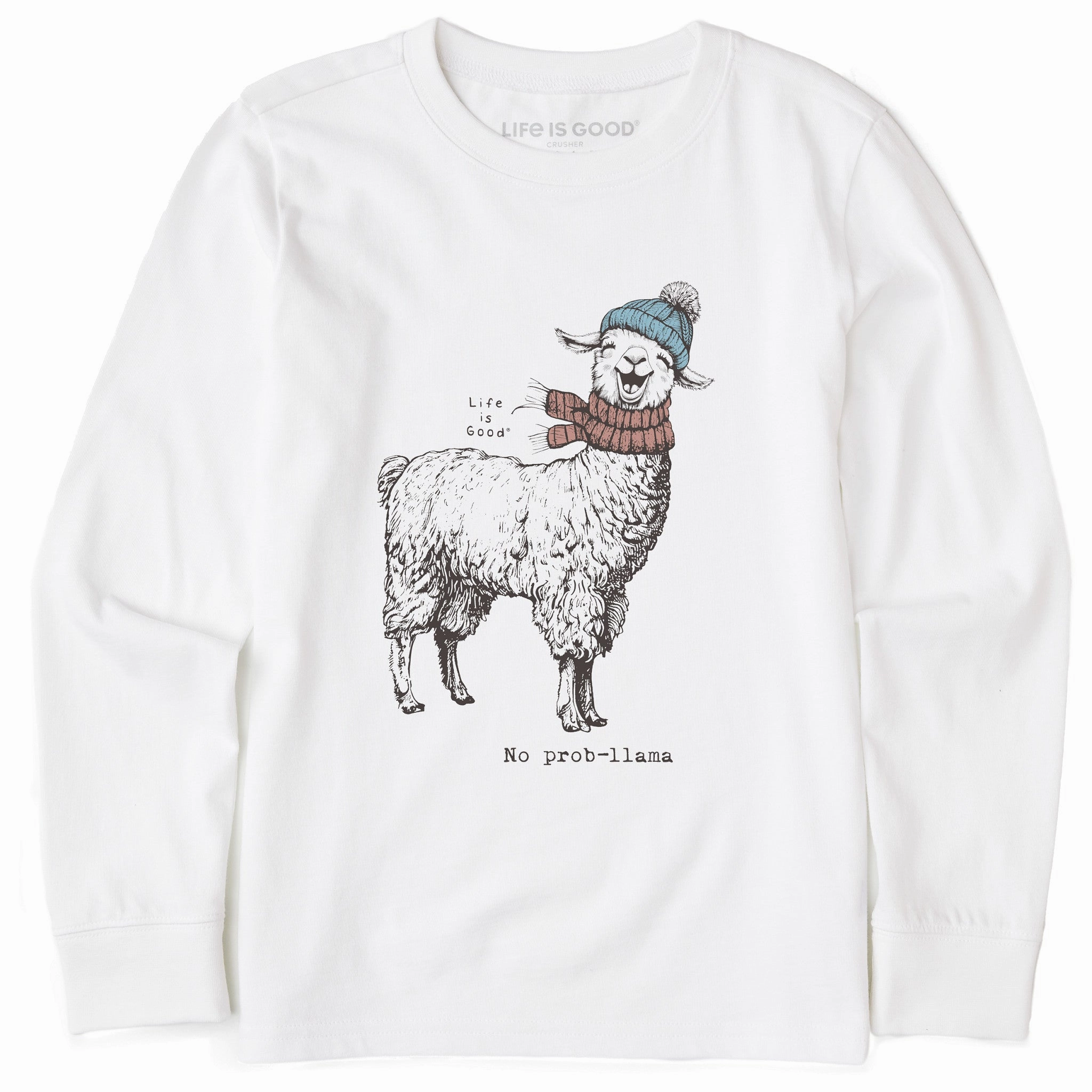 Breathable knit Kids No Prob-llama Long Sleeve Crusher Tee