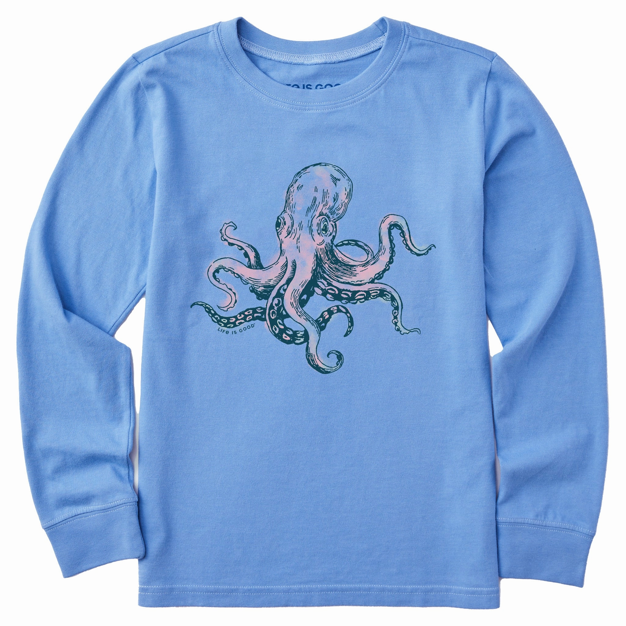Kids Octopus Long Sleeve Crusher Tee Light and Breathable