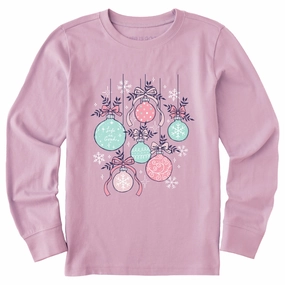 Ribbed Collar Design Kids Ornament Medley Long Sleeve Crusher Tee