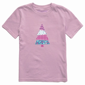 Kids Patchwork Christmas Tree Short Sleeve Crusher Tee Chill Style Trendy Wearable
