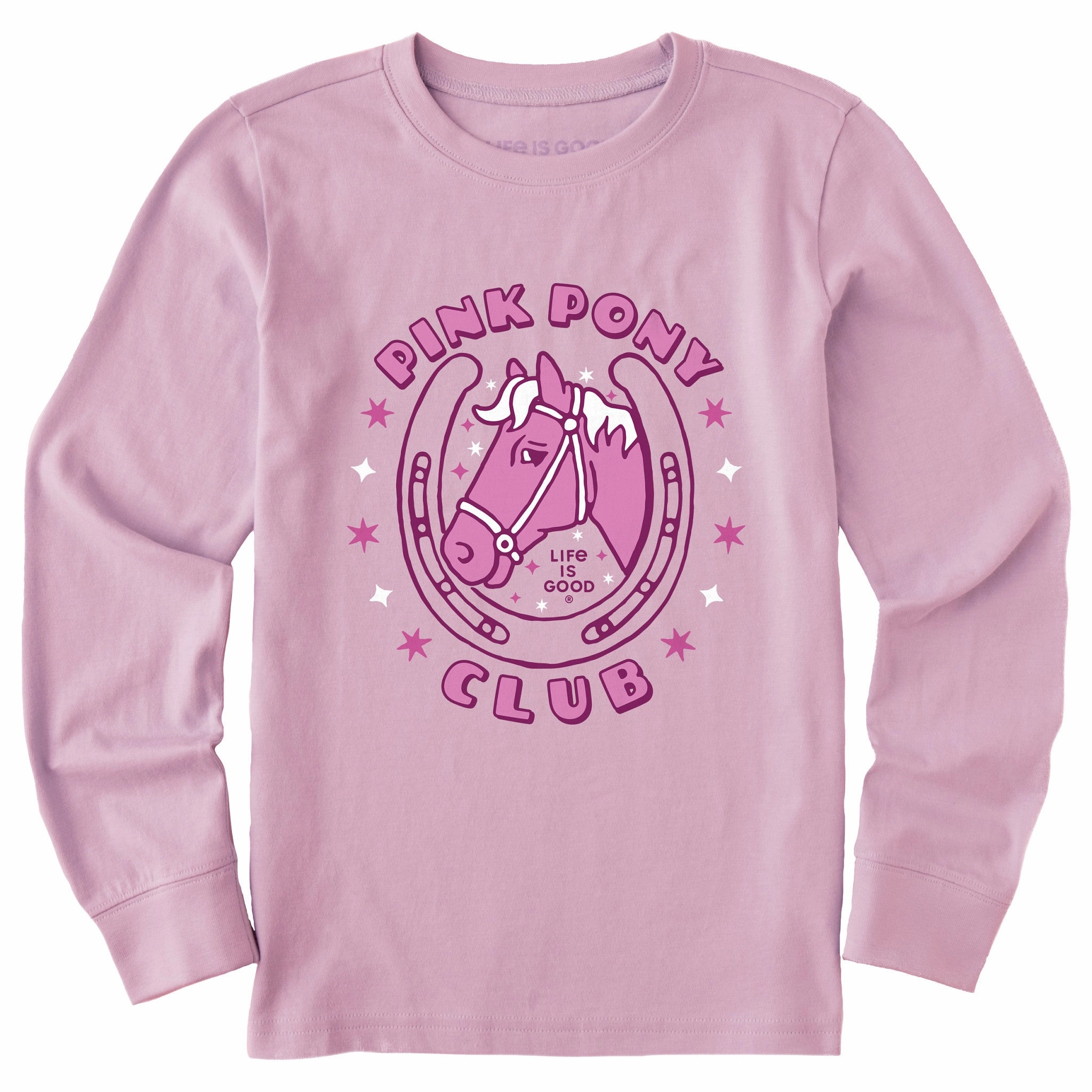 Kids Pink Pony Club Long Sleeve Crusher Tee Circular Knit Design