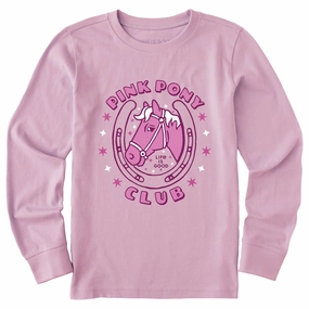 Quick Wear MicroPiqueKnit Kids Pink Pony Club Long Sleeve Crusher Tee