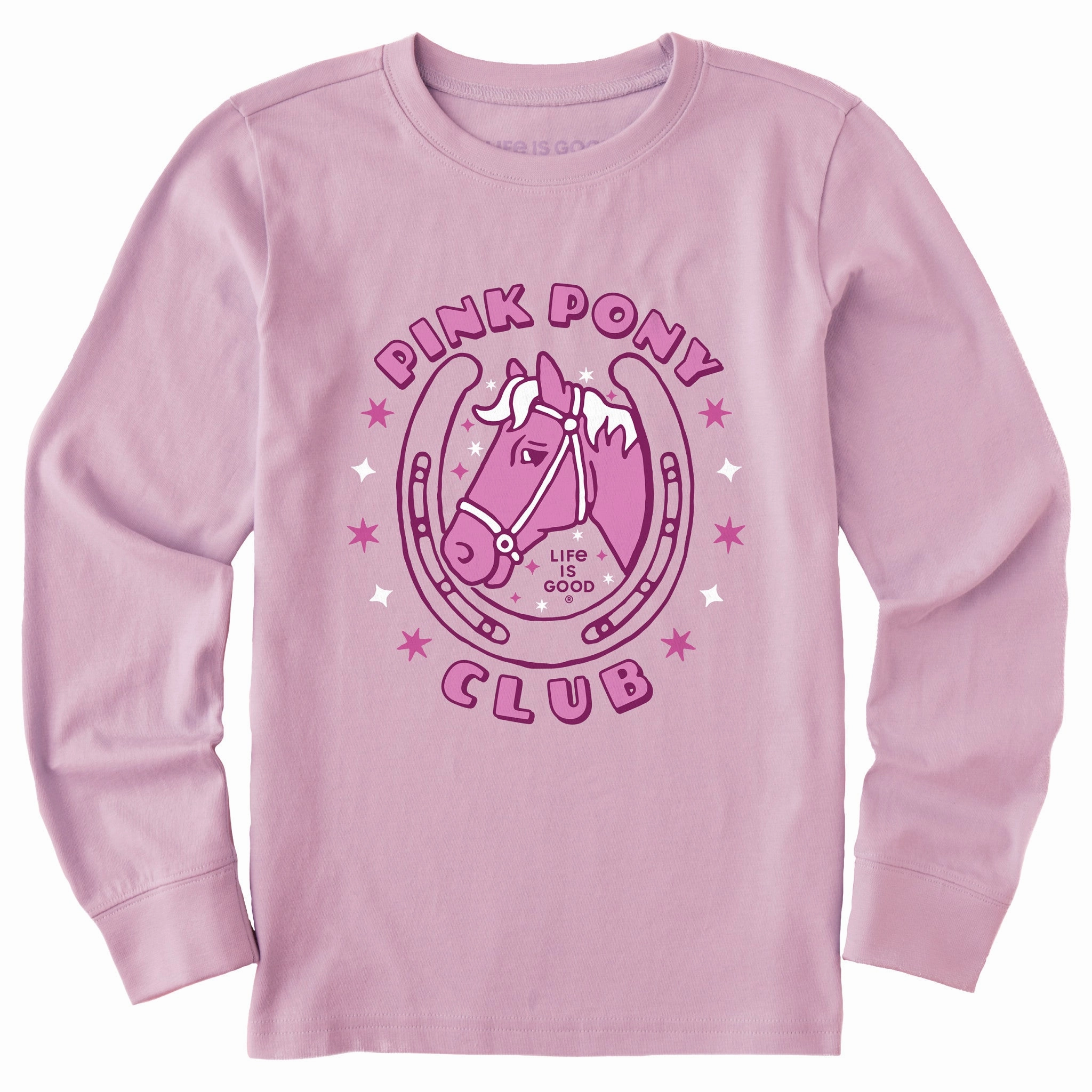 Daily Comfort Style Kids Pink Pony Club Long Sleeve Crusher Tee