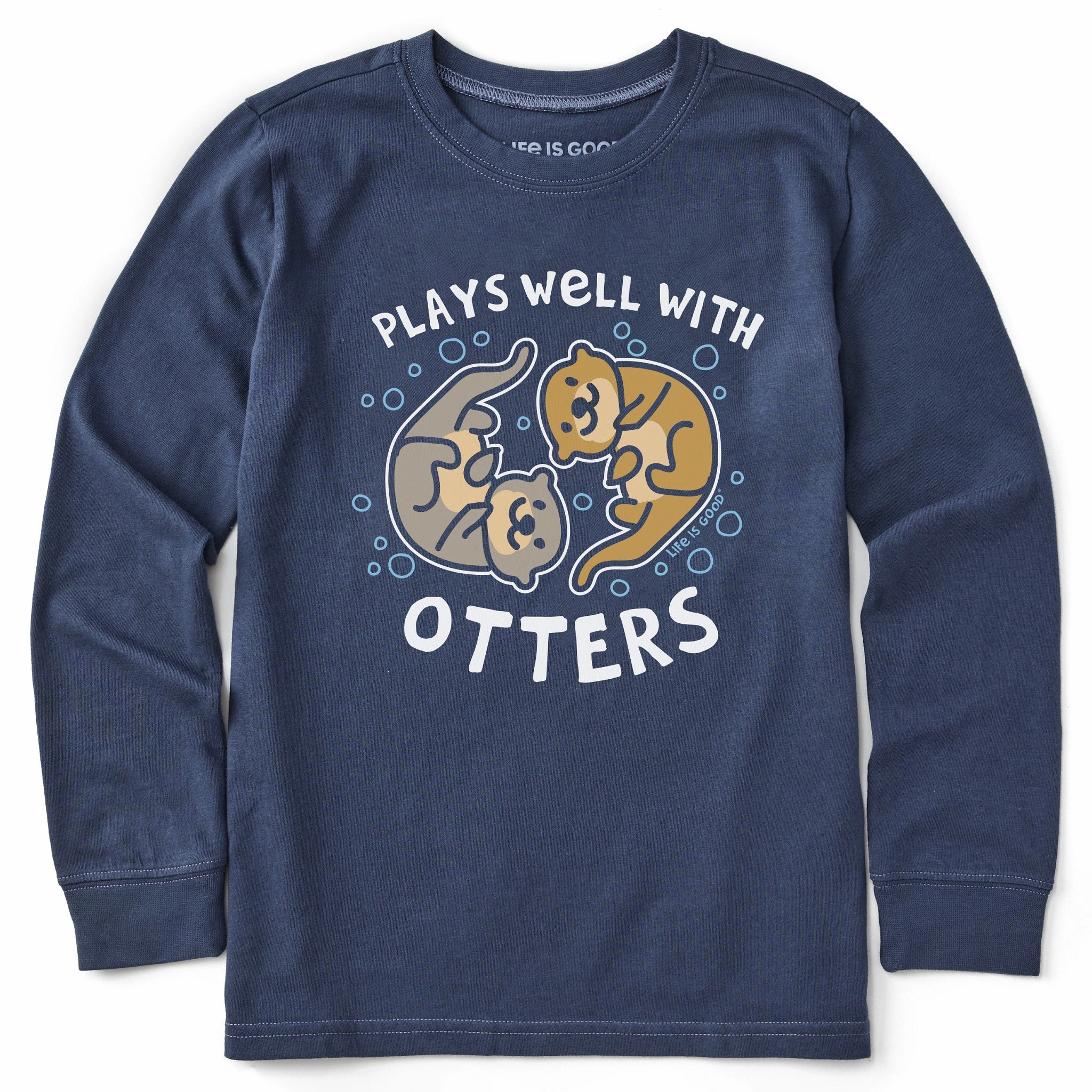 Abrasion resistant Kids Plays Well With Otters Long Sleeve Crusher Tee