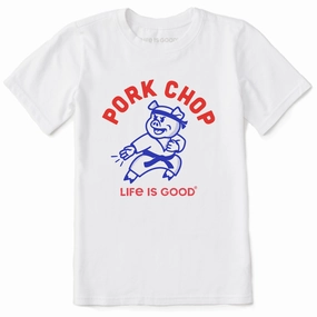 Vegan Trendy Design Kids Pork Chop Short Sleeve Crusher Tee