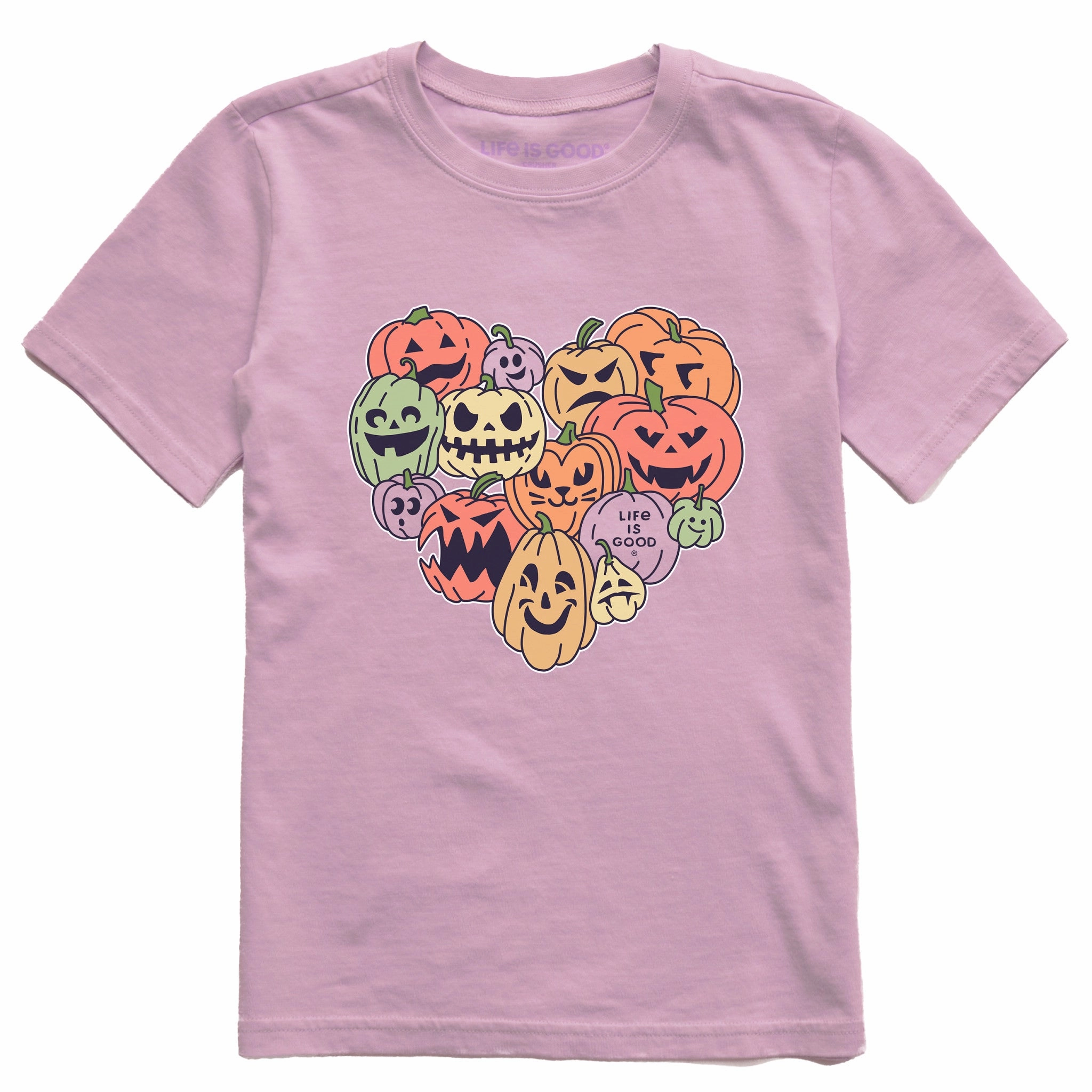 Breathable Stretch Universal Silhouette Kids Pumpkin Heart Short Sleeve Crusher Tee