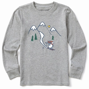 Kids Quicky Bear Ski Vista Long Sleeve Crusher Tee Washable fabric Summer Comfort