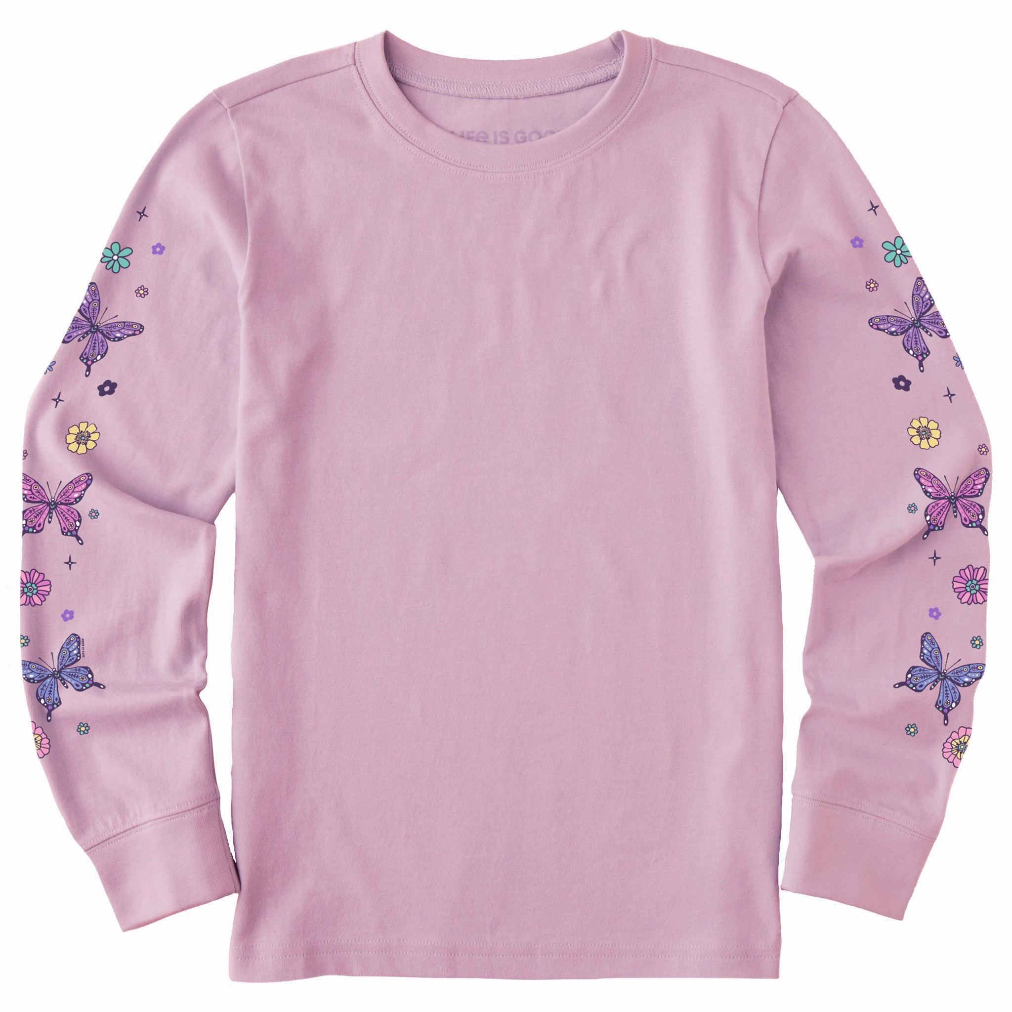 Kids Retro Butterflies Long Sleeve Crusher Tee Simple Comfort Wear