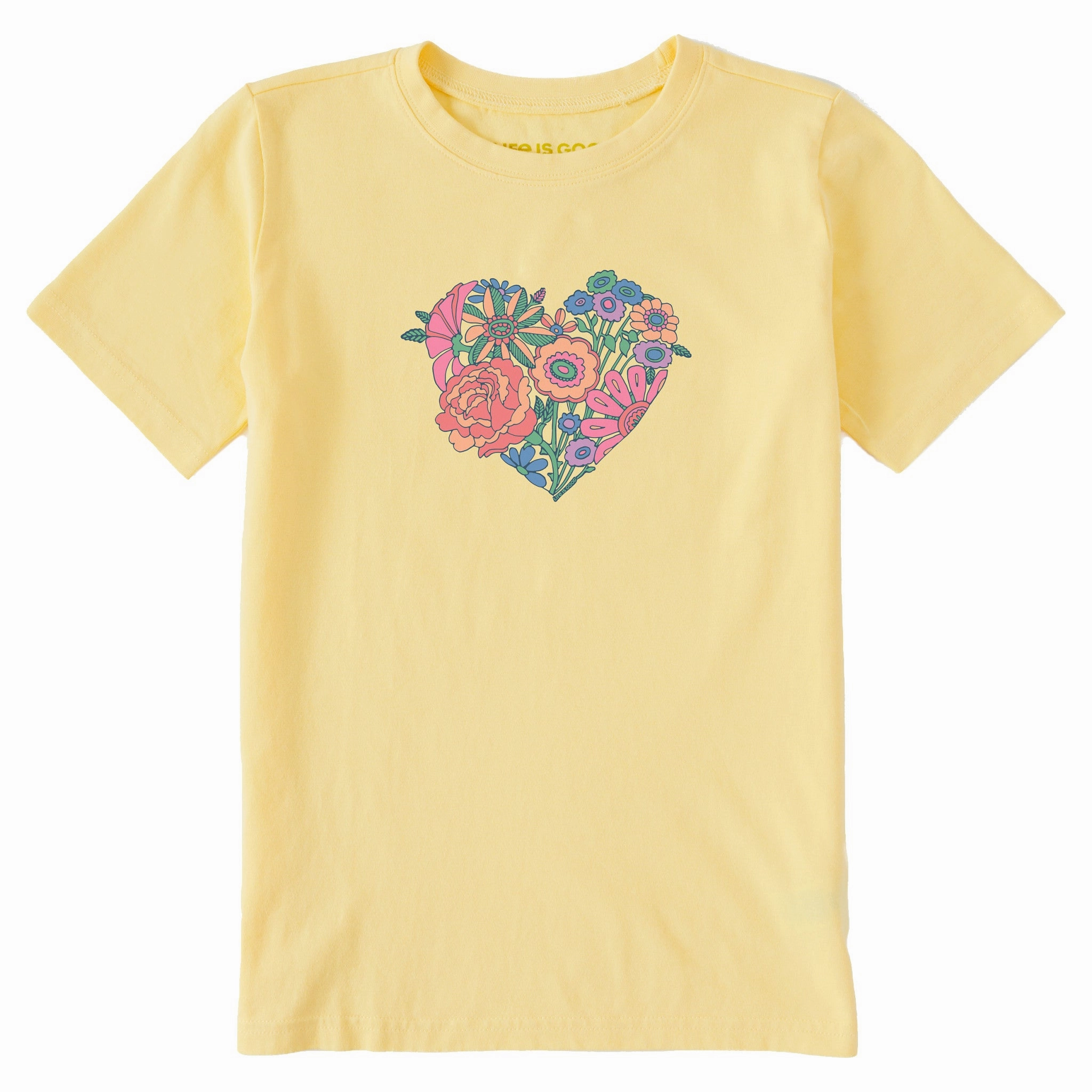 OdorResistant Fabric Kids Retro Flower Heart Short Sleeve Crusher Tee