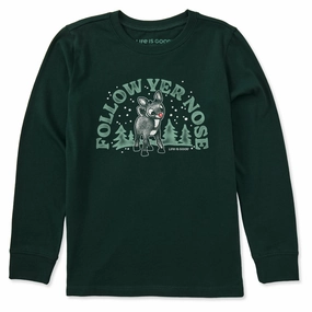 Kids Rudolph Follow Yer Nose Long Sleeve Crusher Tee Unisex Core
