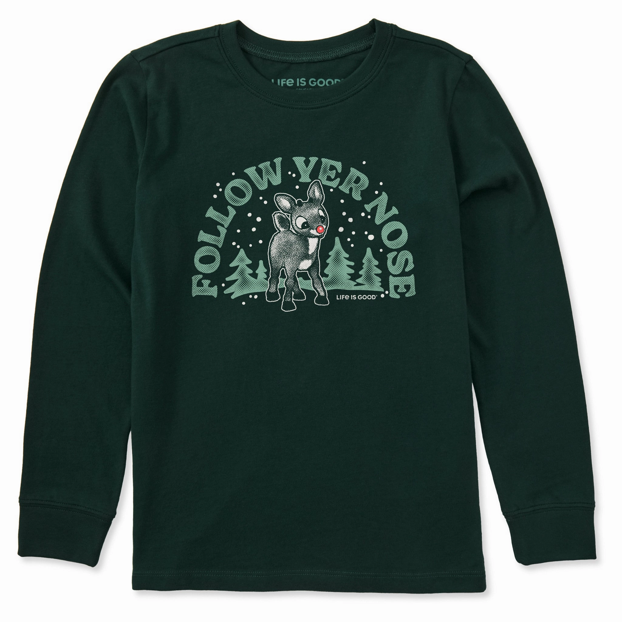 Stylish and Comfortable Kids Rudolph Follow Yer Nose Long Sleeve Crusher Tee