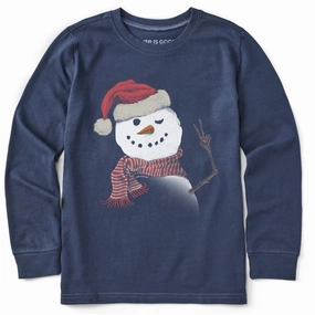 Vintage authenticity Kids Santa Snowman Peace Long Sleeve Crusher Tee