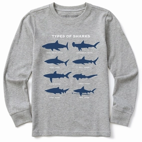 Summer Style Kids Shark Diagram Long Sleeve Crusher Tee