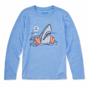 Teenager fashion Kids Shark Floaty Swim Long Sleeve Sun Crusher Tee
