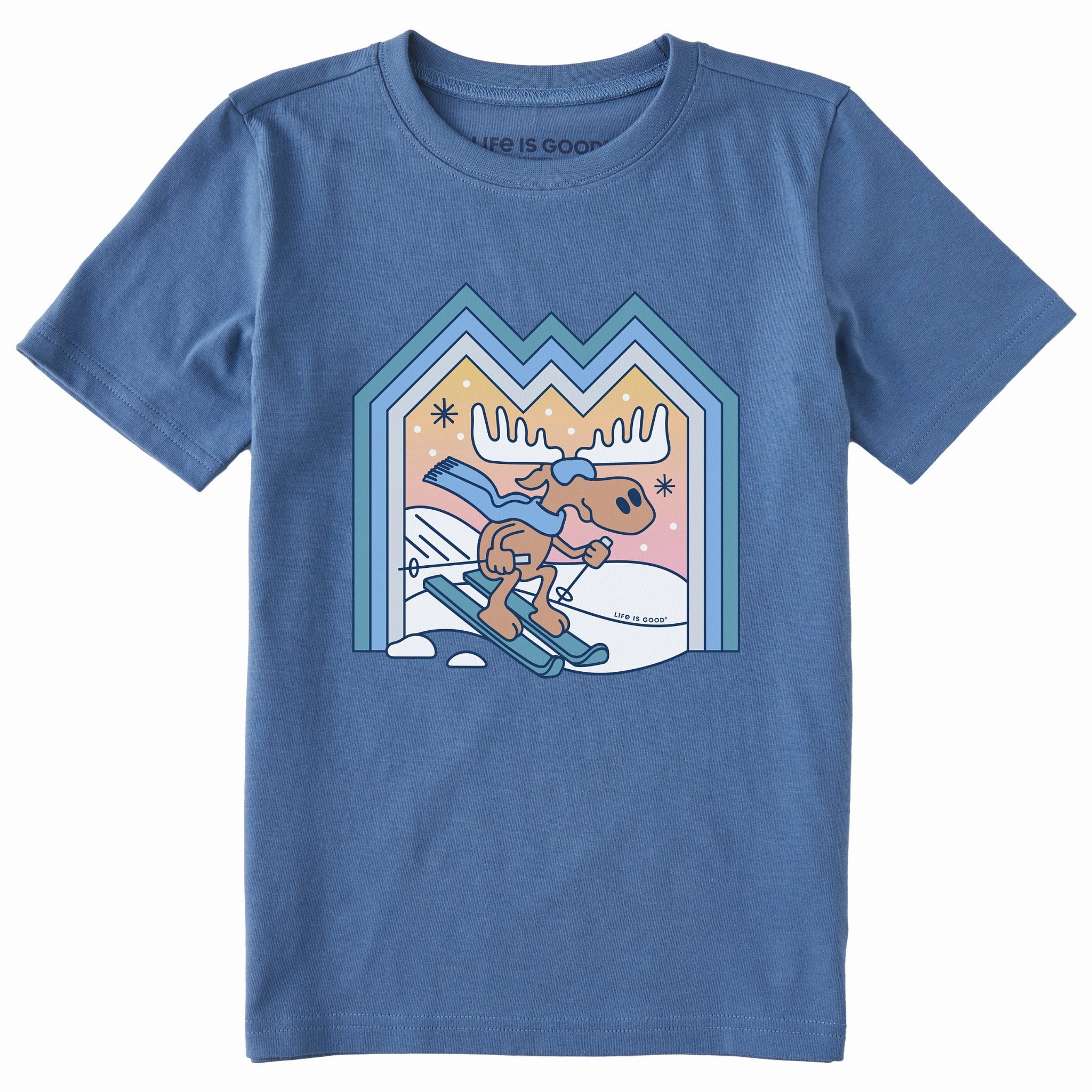 Kids Ski Moose Short Sleeve Crusher Tee Relaxed fit style Workout
