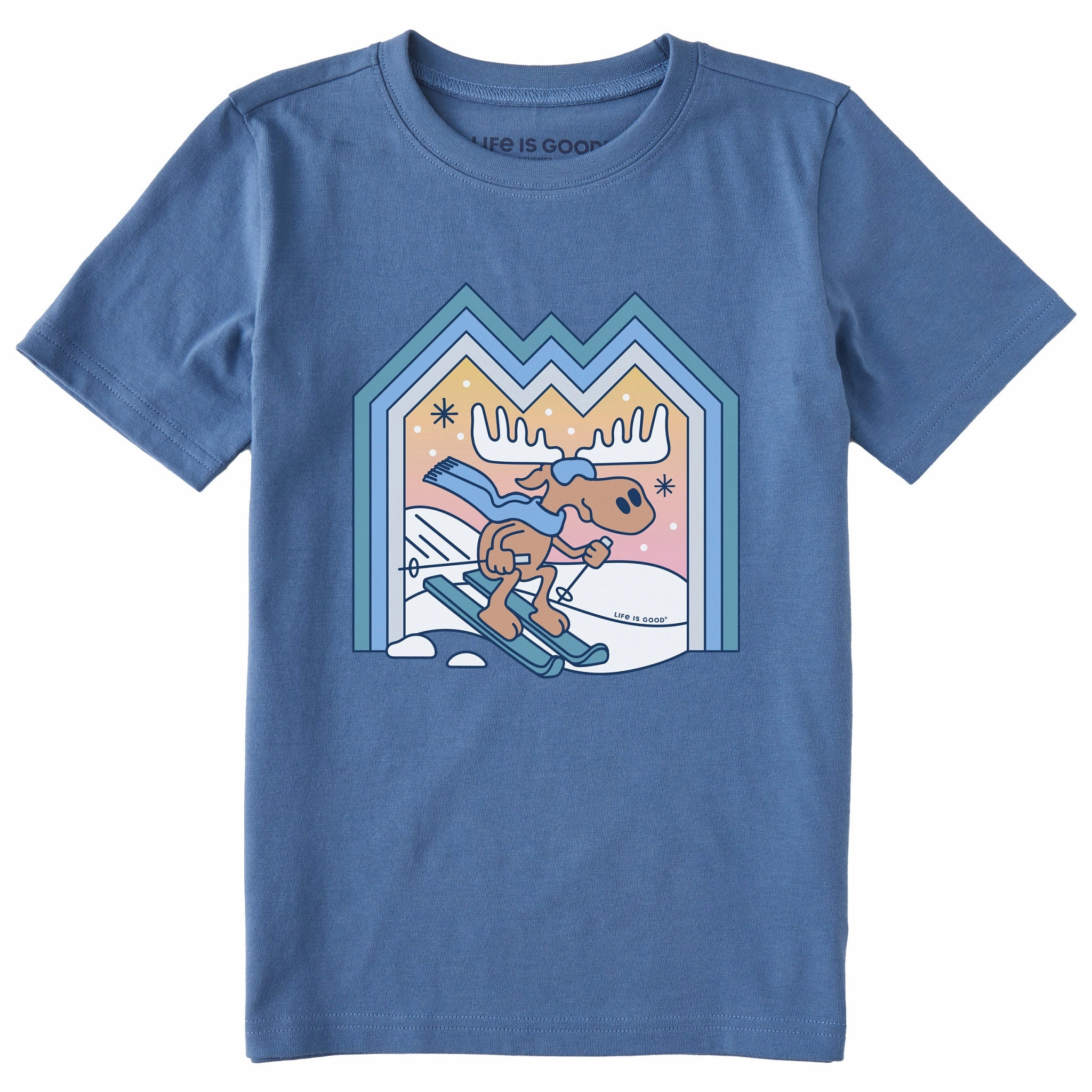 Kids Ski Moose Short Sleeve Crusher Tee Relax Fit Design