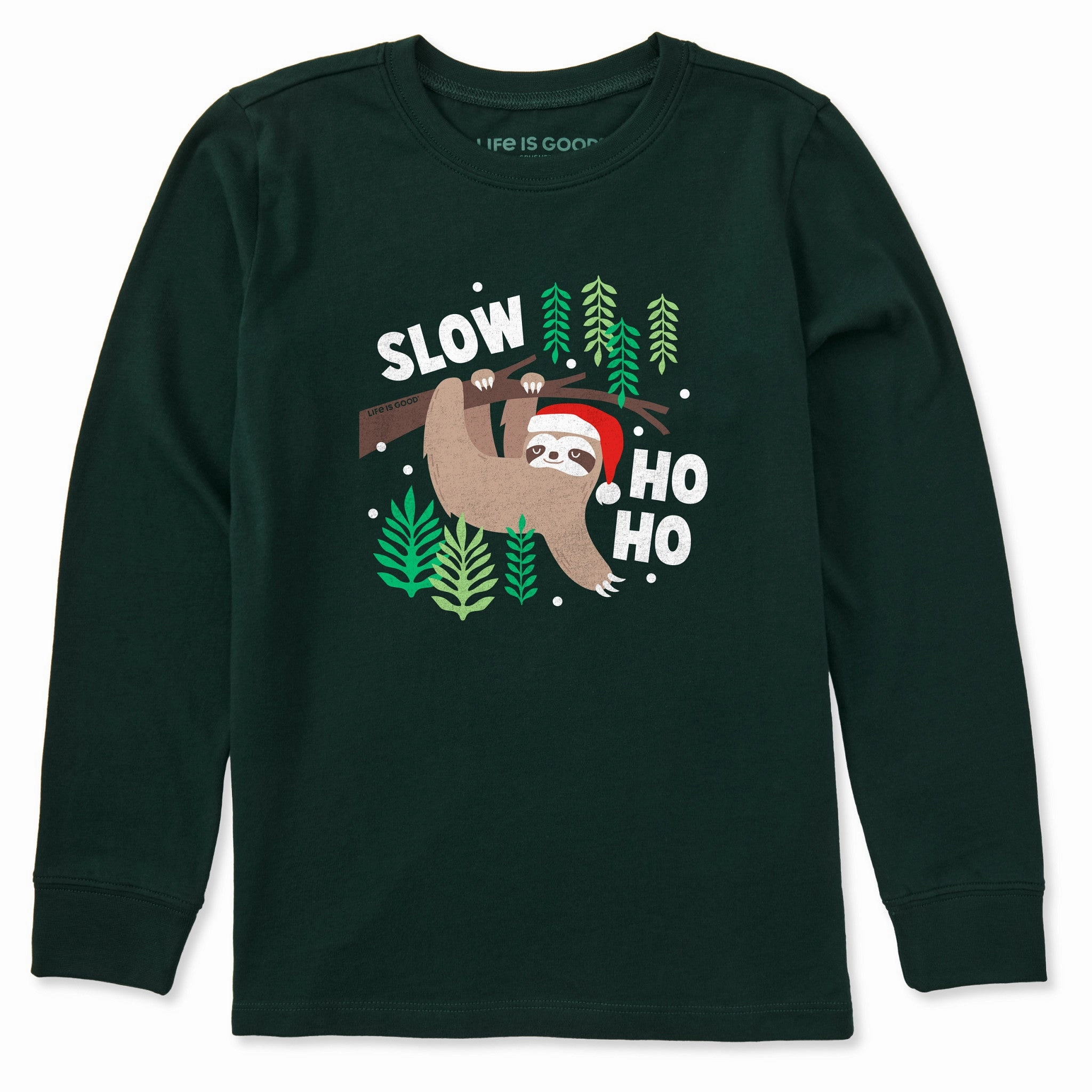Summer Casual Smooth Flatlock Stitching Kids Slow Ho Ho Sloth Long Sleeve Crusher Tee