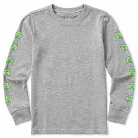 Kids Smile Clovers Long Sleeve Crusher Tee No-Fuss Design Relax Style Trend