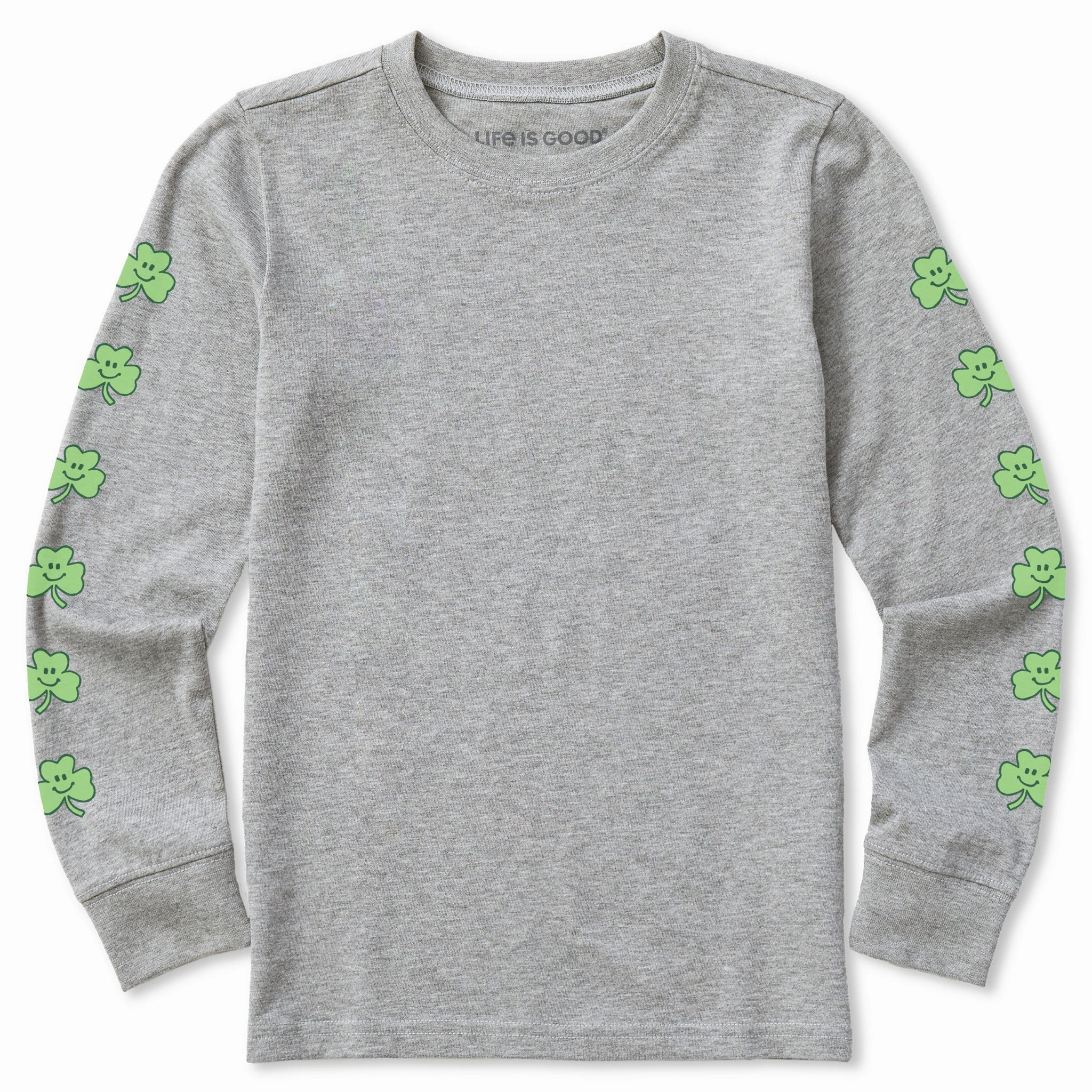 Kids Smile Clovers Long Sleeve Crusher Tee Low Profile Collar