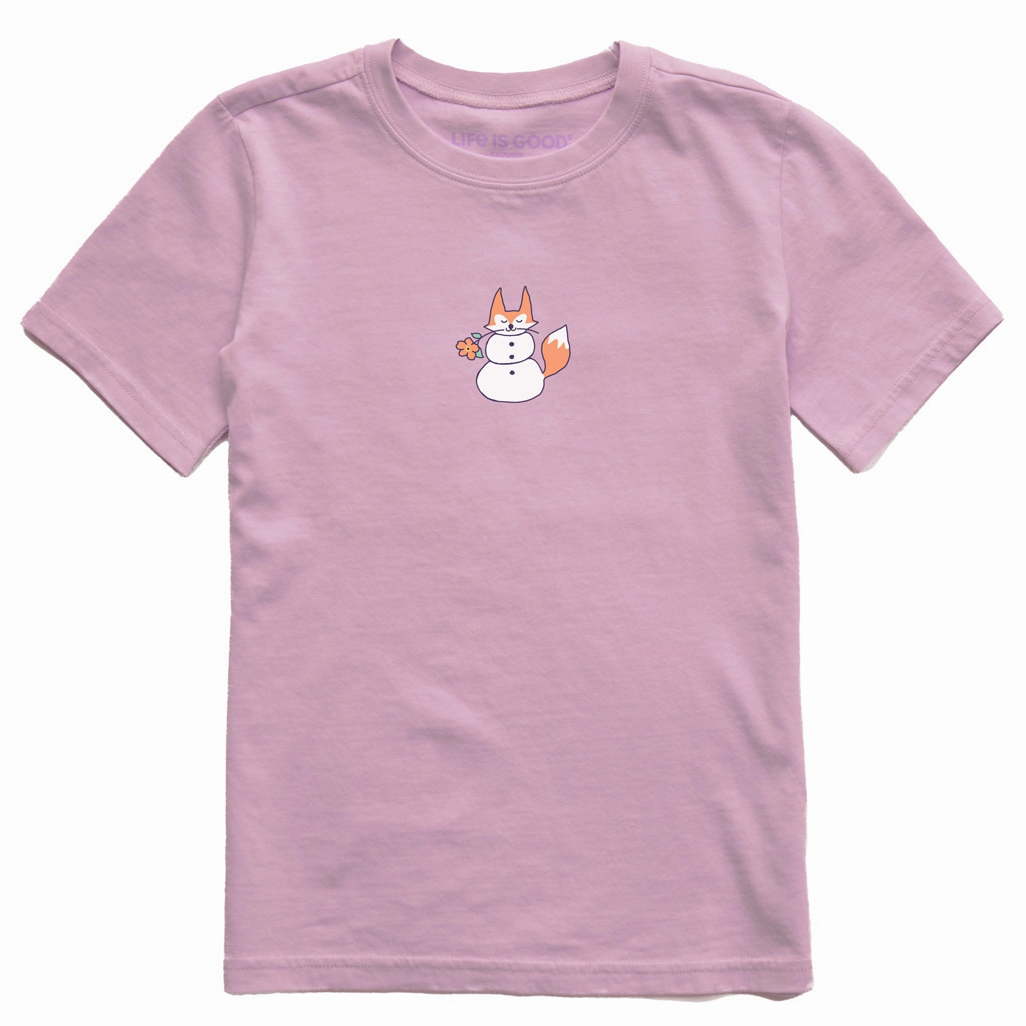 Kids Snowman Fox Short Sleeve Crusher Tee Soft Comfort Wear