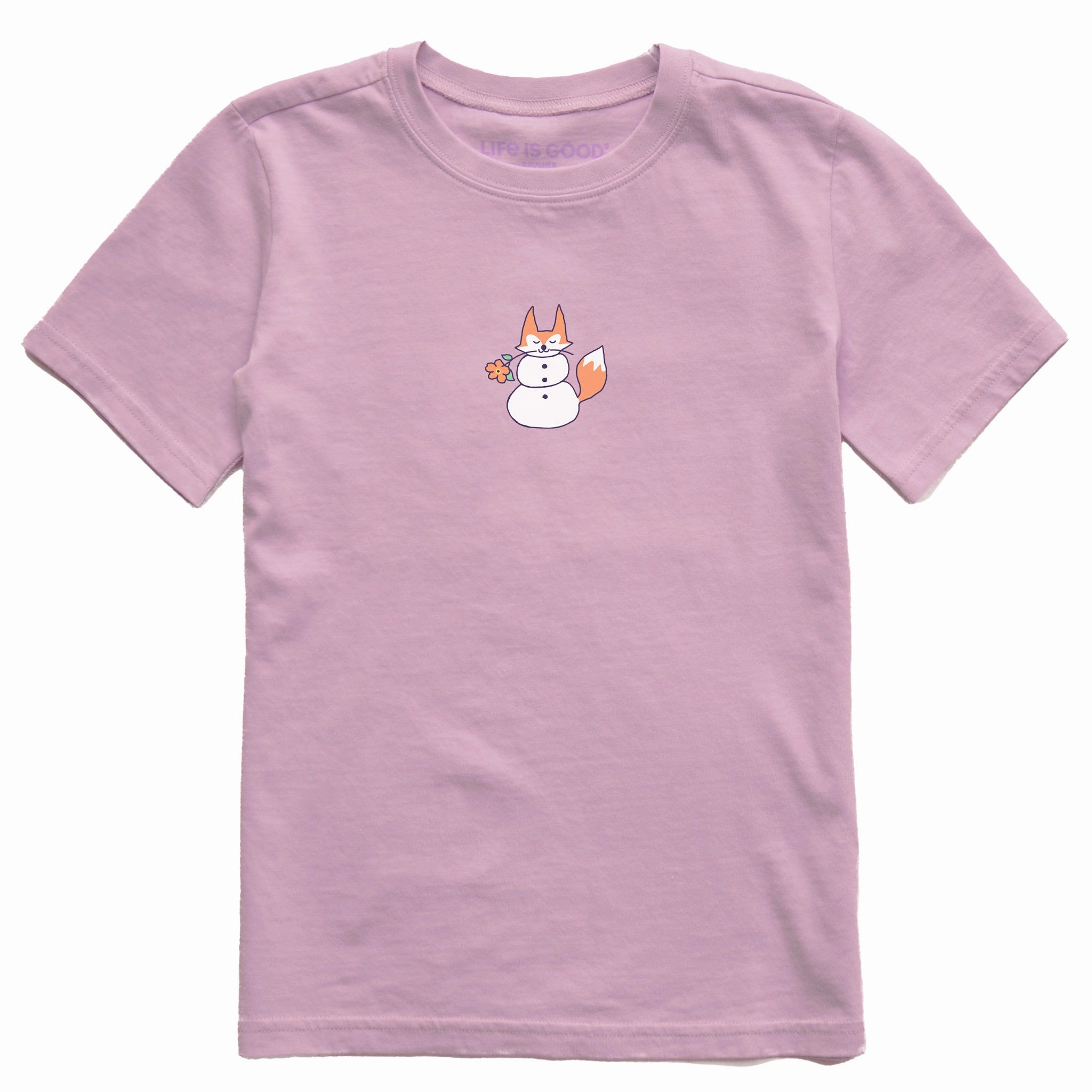 Kids Snowman Fox Short Sleeve Crusher Tee Casual Layer Look Soft Fit Wear