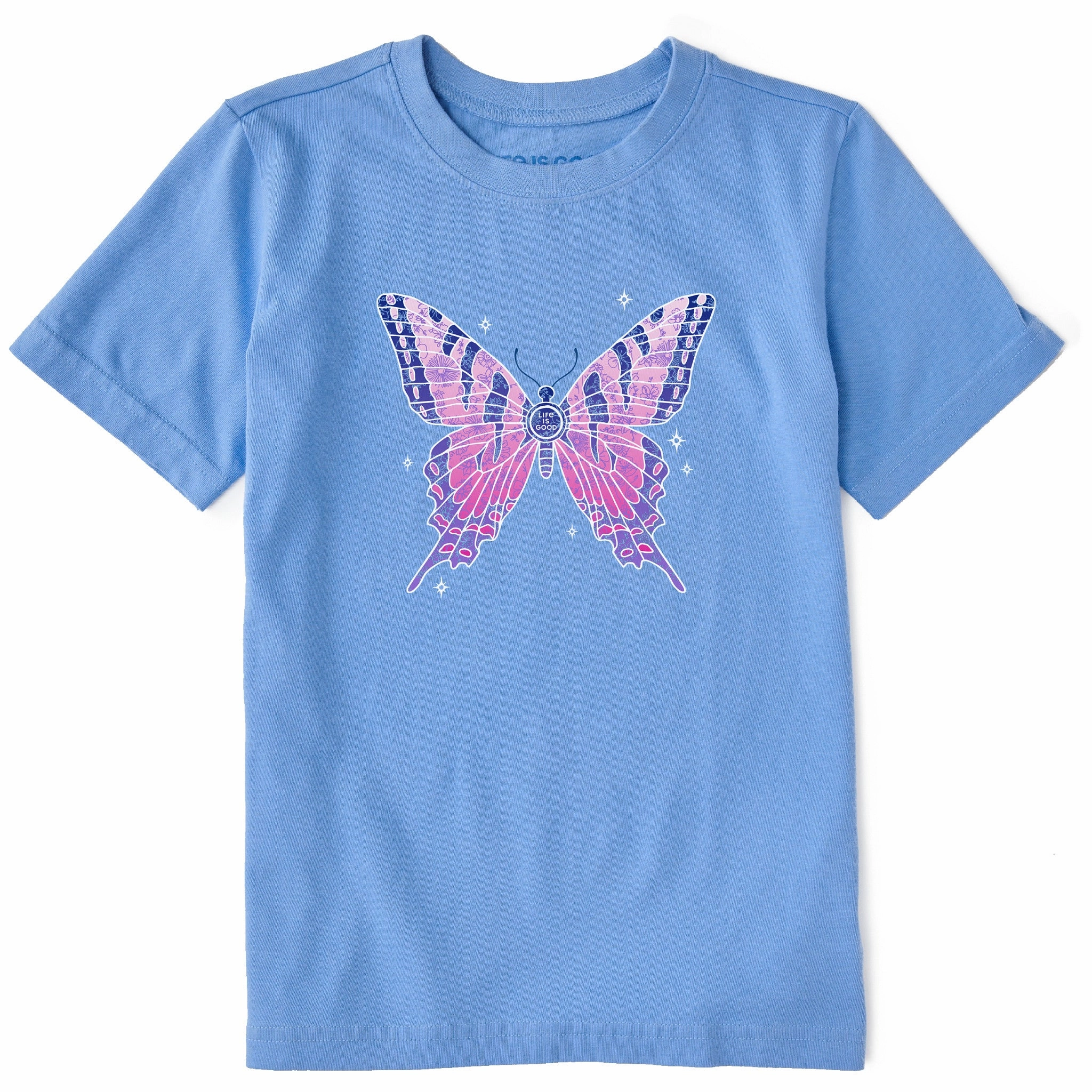 Kids Sparkling Butterfly Short Sleeve Crusher Tee soft look