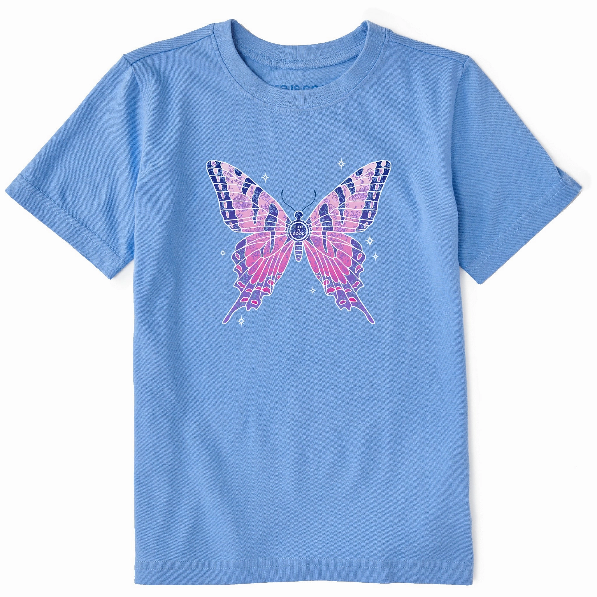 Chill Mode Fit Weekend Outfit Kids Sparkling Butterfly Short Sleeve Crusher Tee