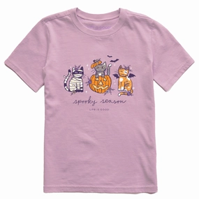 Kids Spooky Season Cats Short Sleeve Crusher Tee Comfy Comfort