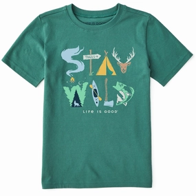 Kids Stay Wild Short Sleeve Crusher Tee Thermal Regulation Fabric