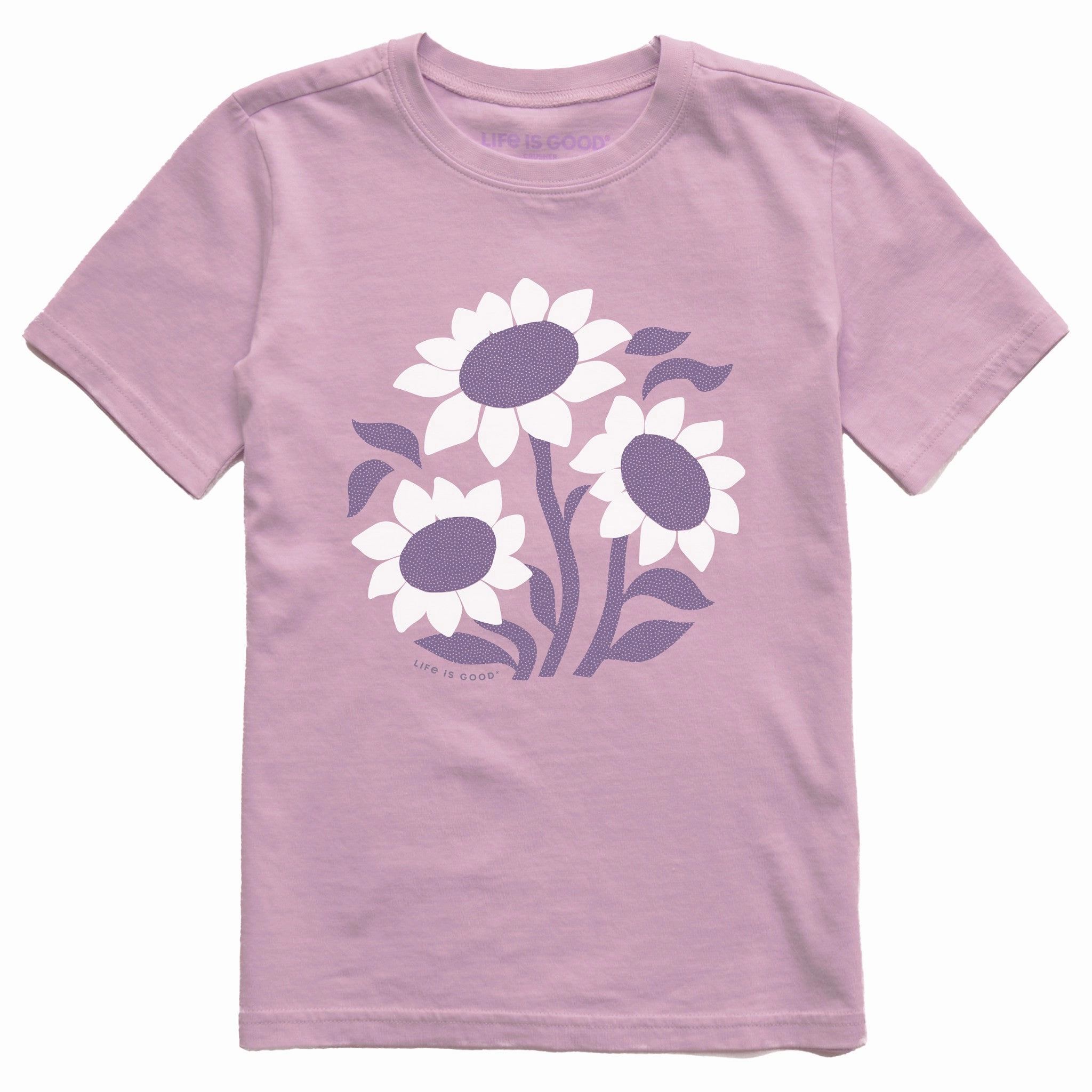 Kids Sunflower Circle Short Sleeve Crusher Tee Layering Comfort Wear Durable Collar Construction