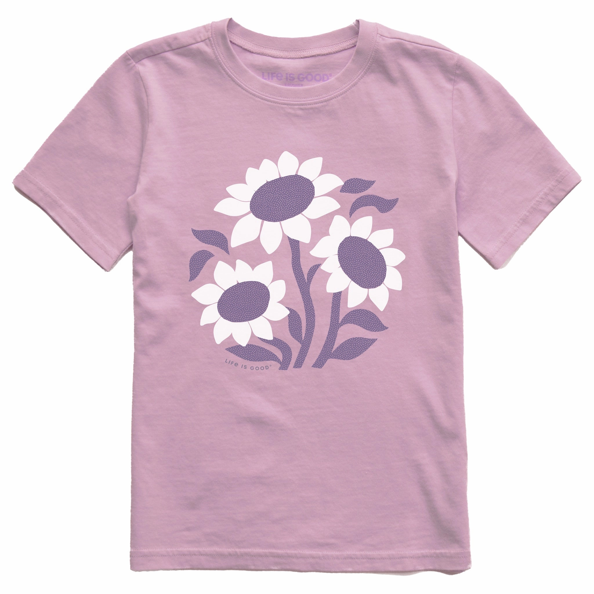 Relaxed Comfort Wear EcoFriendly Dye Kids Sunflower Circle Short Sleeve Crusher Tee