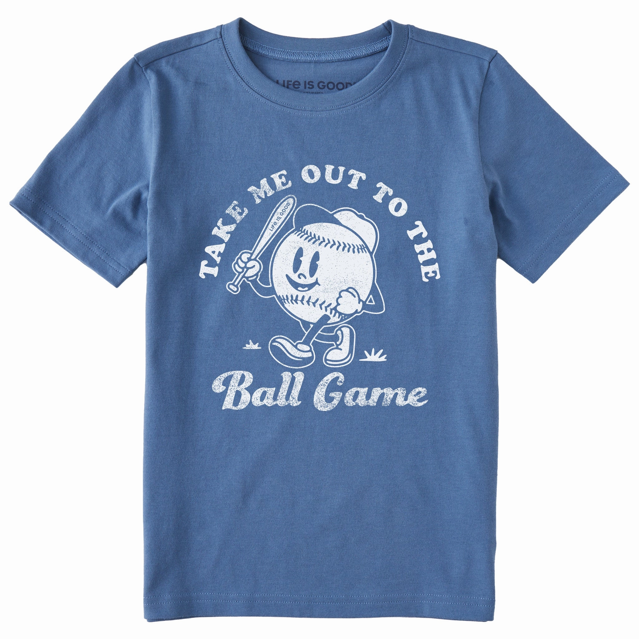 Boat Neck Fashion Ready Kids Take Me Out to the Ball Game Short Sleeve Crusher Tee