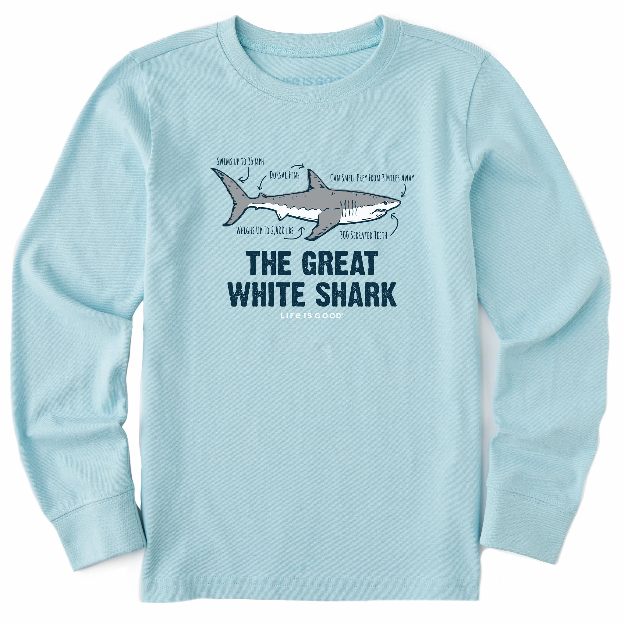 Kids The Great White Shark Long Sleeve Crusher Tee Versatile Top