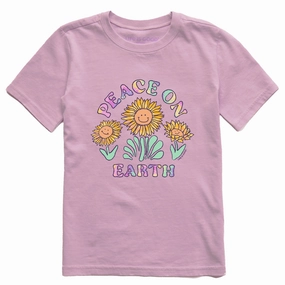 Chic and Cozy Kids Tie Dye Peace on Earth Sunflowers Short Sleeve Crusher Tee