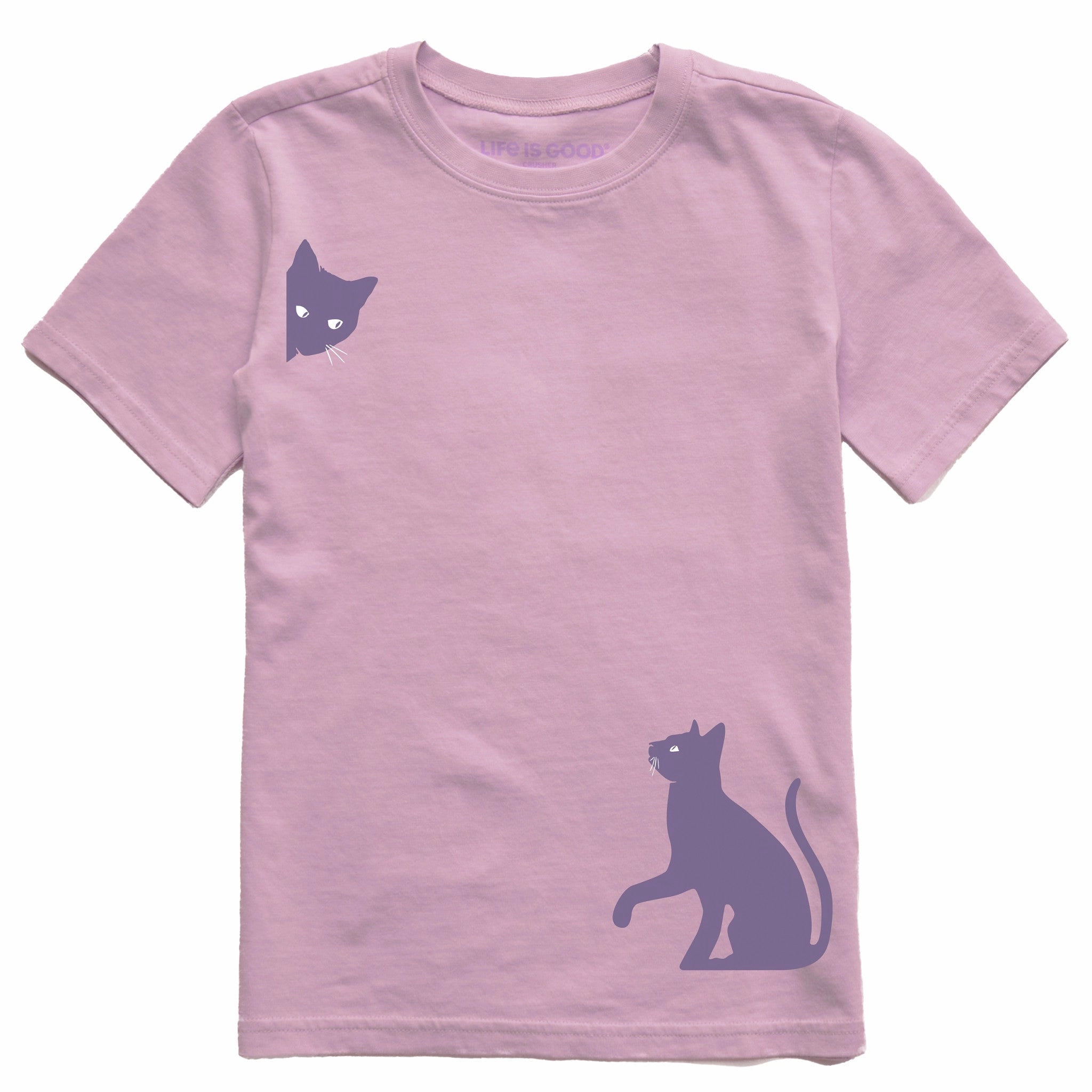 Unisex style Active Lifestyle Kids Two Curious Cats Short Sleeve Crusher Tee