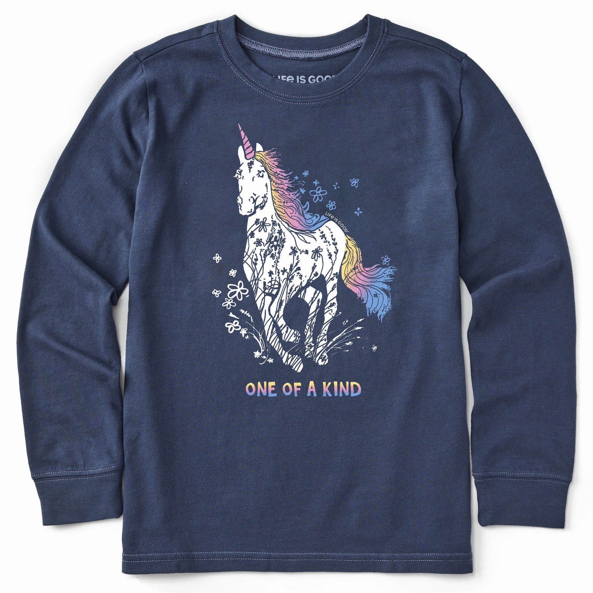 Slim Waistband Pastel color Kids Unique Unicorn Long Sleeve Crusher Tee