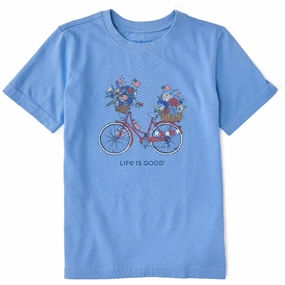 Kids USA Flower Bike Short Sleeve Crusher Tee Comfy and Soft Comfy Design