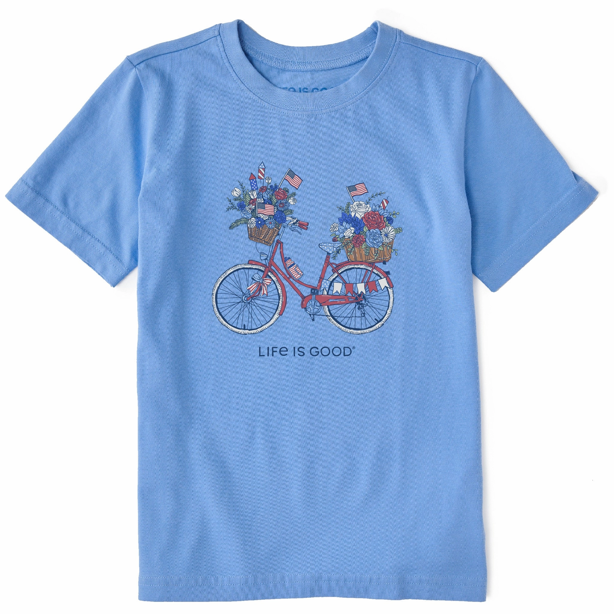 Kids USA Flower Bike Short Sleeve Crusher Tee Multi Panel Design