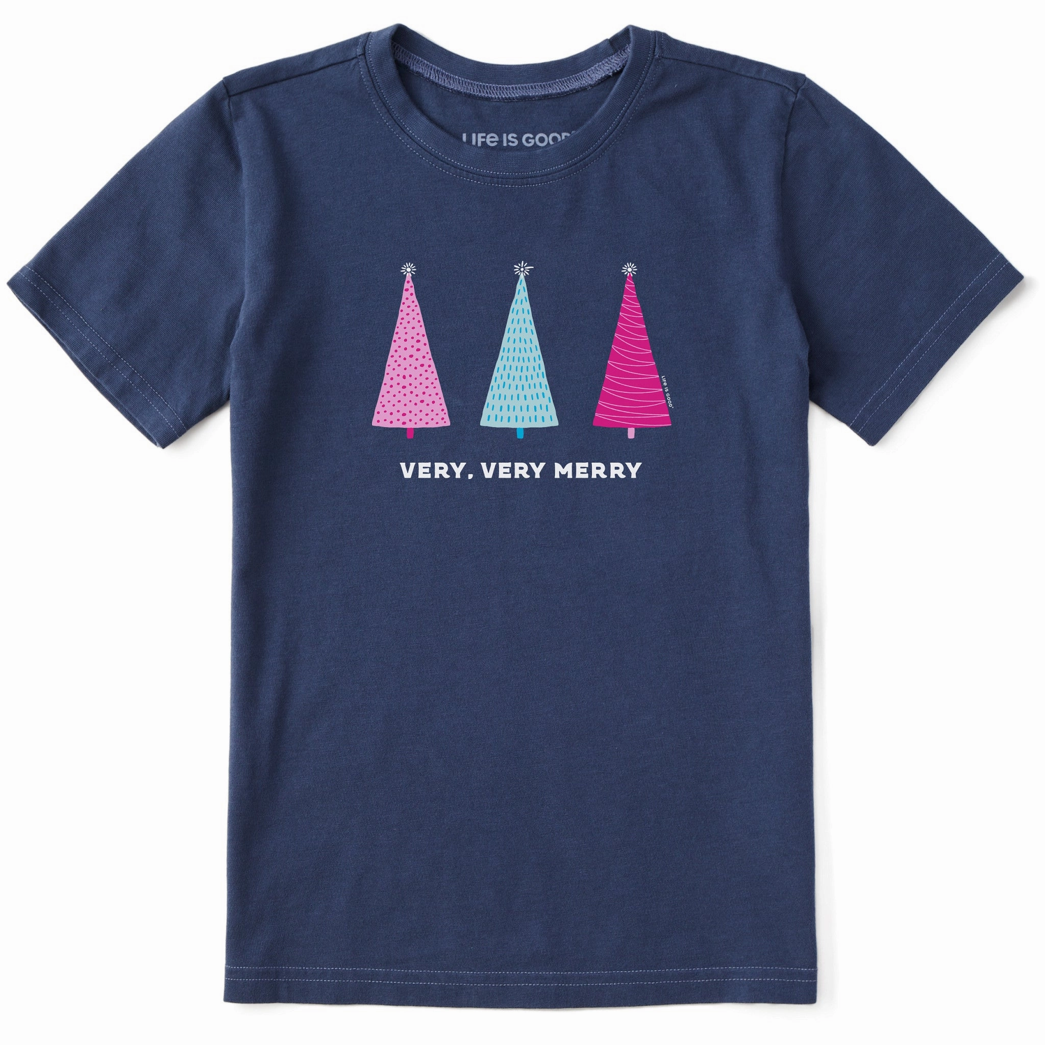 Kids Very, Very Merry Trees Short Sleeve Crusher Tee Washable Seamless construction