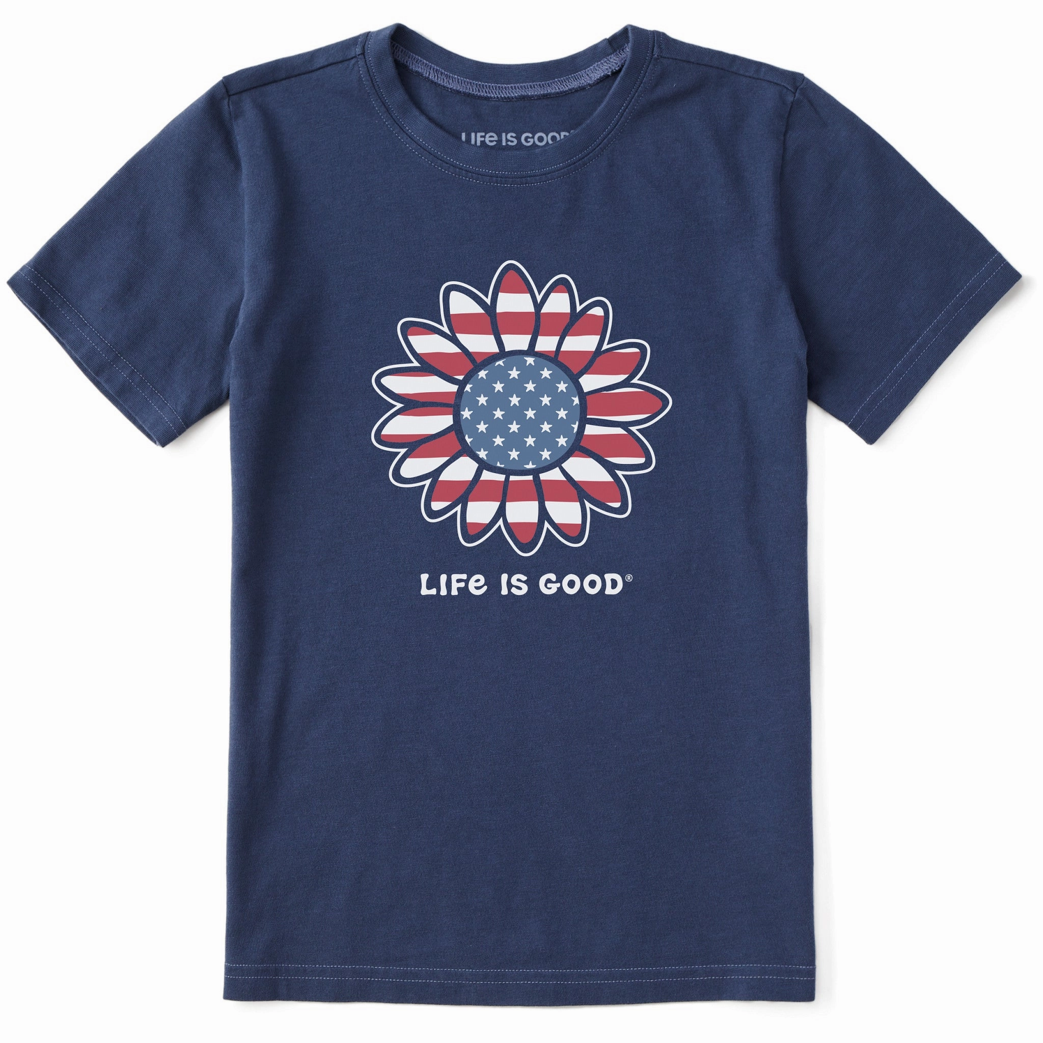 Kids Vintage Patriotic Sunflower Short Sleeve Crusher Tee Hiking durability